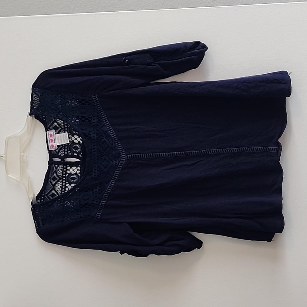 Boho Crotchet Navy Top